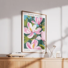 1pc Flower Market Canvas Painting: Magnolia - A Colorful Floral Painting, Floral Decoration - An Elegant Poster (Optional Frame) - A - View 4