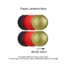 14 Pack Red Black And Gold Party Decorations Kit, Hanging Paper Lanterns & Fans For Casino Night, Red Carpet, Movie Theme Party, Game Night, Hibachi Party And Graduation - Black and Red Lantern Cover - View 5