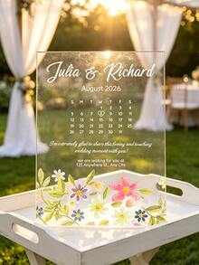 Personalized Floral Acrylic Wedding Invitation (With Envelope), Personalized Bridesmaid Invitation Card, Elegant Personalized Parents/Mom/Dad Wedding Greeting Card, Customizable Name And Date Wedding Invitation, Chief Bridesmaid Card, Wedding Gift, Create An Unforgettable Wedding Celebration, Unique Customized Invitation, Distinctive Floral Acrylic Wedding Invitation - Multicolor - View 4