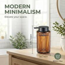 Glass Foam Soap Dispenser, Large Capacity, Striped Decor, Suitable For Bathroom And Kitchen Countertop - A - View 8