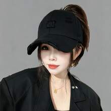女款 2026 新款硬頂做舊字母棒球帽，修飾臉型寬帽簷棒球帽，百搭大帽簷帽子 - 大帽簷棒球帽 - 查看 6