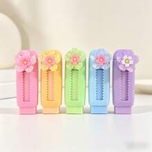 Creative Spring Flower-Shaped Theme, Cute Creamy Puppy Retractable Eraser With Campus-Style Small Flower Design For Students, Essential Study Supply And Back-To-School Gift, Classroom Reward - Multicolor - View 10