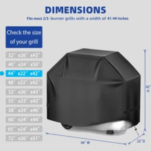 Outdoor Barbecue Grill Cover, Made Of Polyester Material, Waterproof, Tear-Resistant, Fade-Resistant, Easy To Put On/Take Off, With Hook And Loop Strap And Adjustable Drawstring Hem (10 Sizes Available) - Black - View 11