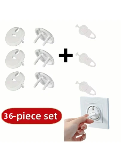 36 pezzi Set di copri prese elettriche di stile europeo con chiavi, protezioni elettriche per la dei bambini, facile installazione, durevole, set di protezione per la dei bambini per casa e ufficio, regalo per neonati, essenziale per la nursery