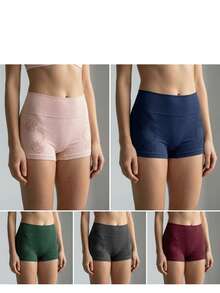 Set Of Up To 5 Women's Boxer Briefs, Short Style, Assorted Colors, 10cm Waistband, Butt-Lifting Effect - 彩色 - 查看 10