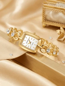 1Pc Women's Quartz Watch Elegant Minimalist Scale Retro Square Dial Used For Daily Wear, Party Decoration, Mother's Day, Valentine's Day, Various Festival Gifts For Friends And Mothers - Multicolor - View 4