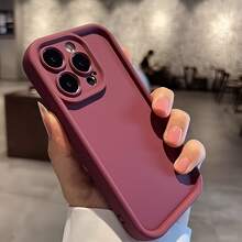 1 ốp lưng điện thoại TPU mờ sáng tạo, bao phủ toàn diện, tương thích với Apple 17/17Pro/17ProMax, 16/16Pro/16ProMax, 15/15Pro/15ProMax, 14, 13, 12, 11 Pro Max, 11, 7 Plus - Màu Đỏ Sâu - Xem 2