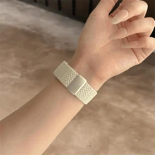 新款藝術優雅尼龍花卉錶帶，相容 38/40/41/42/44/45/46/49mm，適用於 Ultra/S10/9/8/7/6/5/4/3/2/1 - 星光純色 - 查看 5