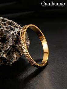 Camhanno 1 chiếc vòng tay bằng thép không gỉ mạ vàng 18K, kiểu dáng cổ điển, phù hợp cho nam giới đeo hàng ngày, dự tiệc hoặc làm quà tặng ngày lễ. - Nhiều màu - Xem 8