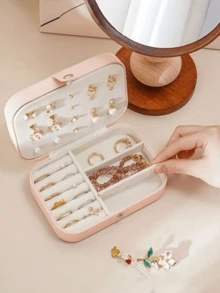 1pc Large Capacity Multi-Functional Jewelry Storage Box, Portable Travel Jewelry Box, Women's Gift Jewelry Box, Suitable For Storing Rings, Necklaces, Earrings, Minimalist Travel Home Jewelry Organizer, Travel Essential, Cruise Essential, Back To School Essential - Multicolor - View 6