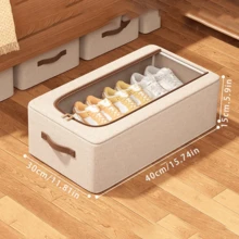 Foldable Double-Deck Shoe Rack - Stackable Under Bed Storage Cabinet, Retro Style, Suitable For Sneakers, High Heels And Various Shoes, Space-Saving Multifunctional Wardrobe And Bedroom Storage Solution, Shoe Cabinet, Under Bed Storage, Neutral Decor - Multicolor - View 7
