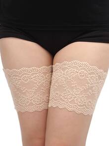 1 Pair Thigh Chafing Guards, Thin Lace Thigh Sleeves To Prevent Friction And Scarring, Suitable For Plus Size - Multicolor - View 9