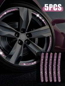 5pcs/Set Wheel Rim Decorative Strips – Rhinestone Bling Stickers For Car, Motorcycle & Bike Rims, Self-Adhesive, Easy Install, Sparkle Effect In Light,Decorative Stickers, Warning Stripes, Wheel Accessories - Wheel Stickers - View 2