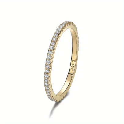 Anillo eterno de zirconia sintética de única de plata de ley 925, perfecto para proponer, comprometerse y como joyería de boda para mujeres
