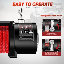 Nilight 12V Electric Winch Kit For Recovery Shackle, UTV Trailer Boat Offroad Towing ATV Winches 12000LBS IP68 Winch With Synthetic Rope Hook Fairlead Wired Wireless Remote For UTV, ATV, Trucks,Heavy Duty Off Road Vehicle - B - View 5