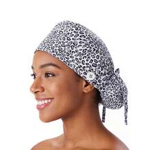 1 pieza Gorro quirúrgico estampado para mujer, gorro de enfermera, diadema multifuncional para cola de caballo, adecuado para hospitales veterinarios, instituciones de estética médica, hoteles, restaurantes, industria alimentaria, Halloween, San Valentín, gorro para cabello largo, playa, viaje - Multicolor - Ver 20