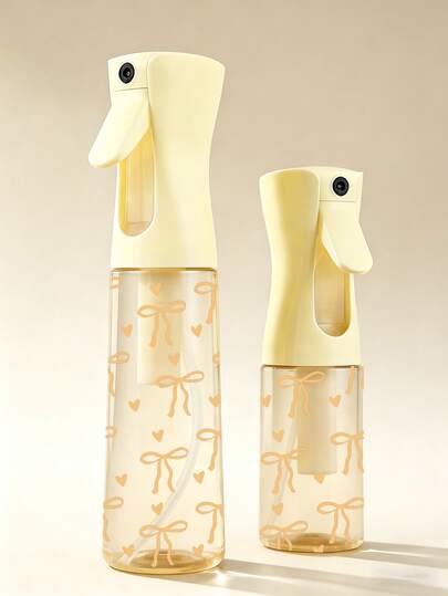 Bow Tie Pattern Yellow PET Refillable Travel Spray Bottle,Professional High Pressure Atomizer Spray Bottle, 200ML/300ml High Pressure Continuous Automatic Airless Fine Mist Sprayer, Hair Styling Tools, Hair Care Products And Accessories, Salon Beauty Travel Essentials,Hair Salon Beauty Travel Necessities, Continuous Water Mister, For Hair Styling, Cleaning, Plants, Facial Moisturizing, Multi-Function Spray Bottles