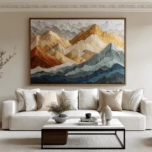 1 Piece Of 2D Textured Canvas Artwork With A Mountain Theme, A Minimalist Bohemian-Style Living Room Wall Art (Optional Frame) - A - View 6