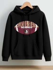 Men's Hooded Sweatshirt Sporty Casual Wear - Florida State Football Team Logo Print With Maroon And Gold Design - Perfect For Autumn Winter Seasons Outdoor Activities And Daily Wear Unisex Comfortable Fit For Sports Fans And College Supporters - màu đen - Xem 1