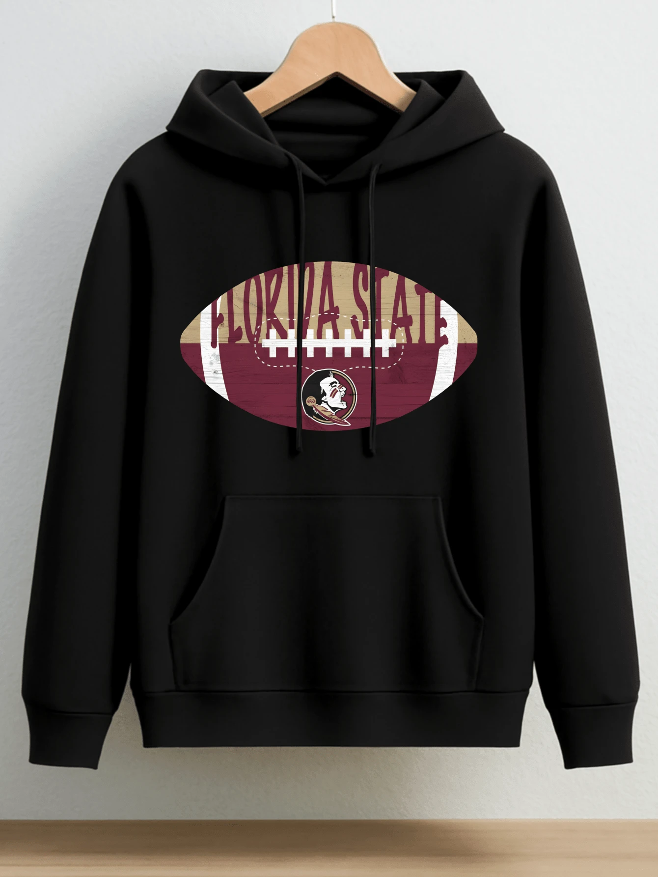 Men's Hooded Sweatshirt Sporty Casual Wear - Florida State Football Team Logo Print With Maroon And Gold Design - Perfect For Autumn Winter Seasons Outdoor Activities And Daily Wear Unisex Comfortable Fit For Sports Fans And College Supporters - màu đen - Xem 1