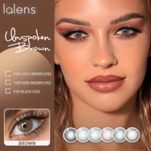 Kính áp tròng Lalens Unspoken Brown, 1 cặp, dùng một lần trong nửa năm, có độ cận, dành cho mắt đồng tử nhỏ, giúp mở rộng thị lực, mềm mại và dưỡng ẩm, điều chỉnh độ cận, kính áp tròng màu làm đẹp, tự nhiên và thoải mái khi đeo hàng ngày. - Màu nâu bất thành văn - Xem 3