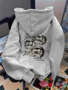 Hoodie With Kangaroo Style For Cold Weather, Printed Model: Boca Savge - Special New Arrival Winter 2026 Comfortable Practical - Grey - View 1