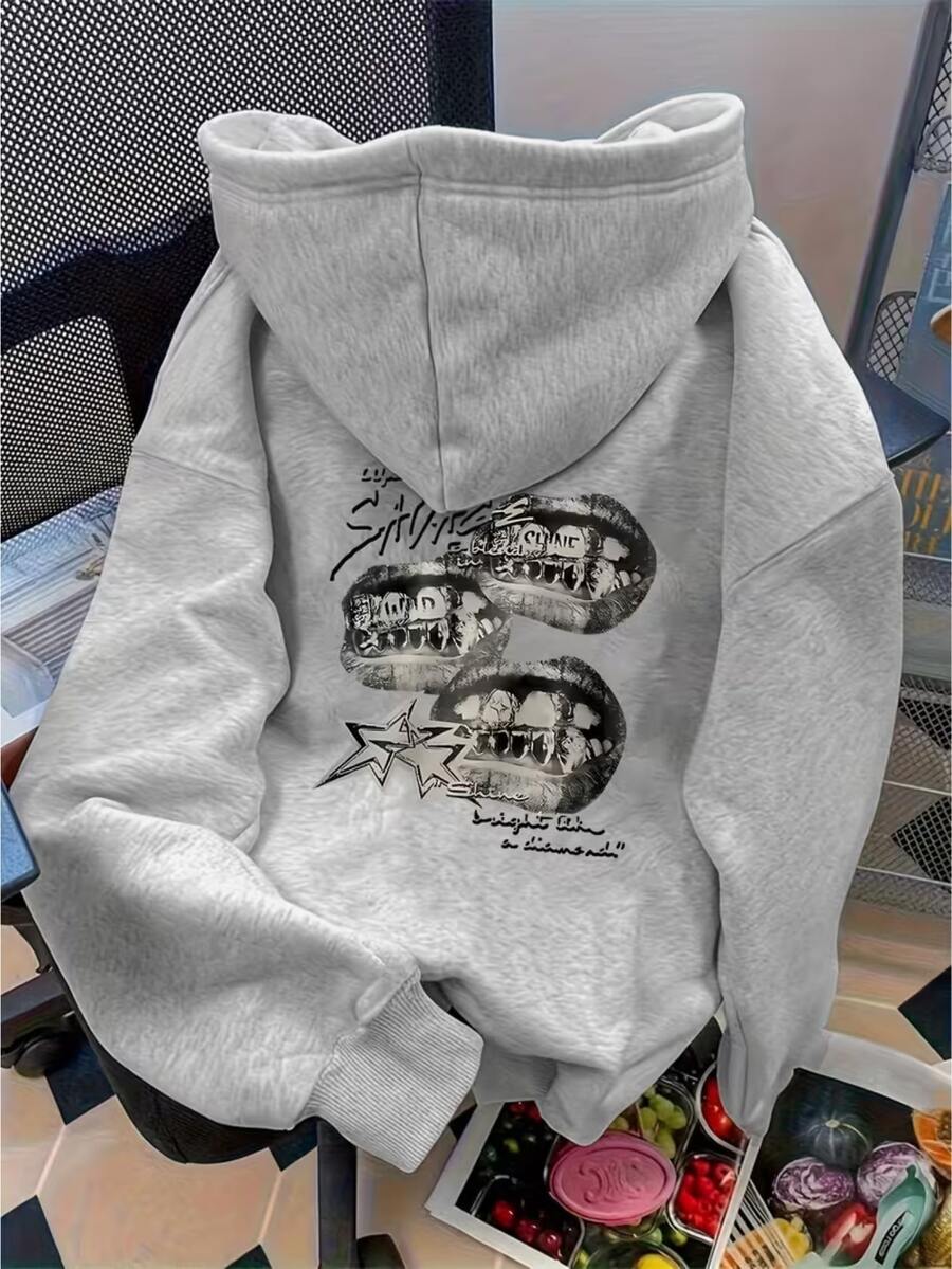Hoodie With Kangaroo Style For Cold Weather, Printed Model: Boca Savge - Special New Arrival Winter 2026 Comfortable Practical - Grey - View 1