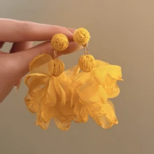 1 Đôi bông tai mặt dây chuyền hình học bằng vải hoa tươi mát, phong cách thường ngày cho kỳ nghỉ. - Nhiều màu - Xem 2