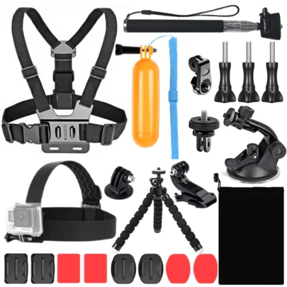 7/8/22 piezas Kit de accesorios para cámara de acción deportiva al aire libre para Hero 13 12 11 10 9 8 7 6 5 Insta360X5/X4/X3 Acepro/Acepro2 OSMO ACTION 6/5pro/4/3 AKASO EK7000/ EK7000 Pro/Brave 4/ Brave 7 LE/ V50X/ V50 Pro/ V50 Elite para natación y otros deportes al aire libre