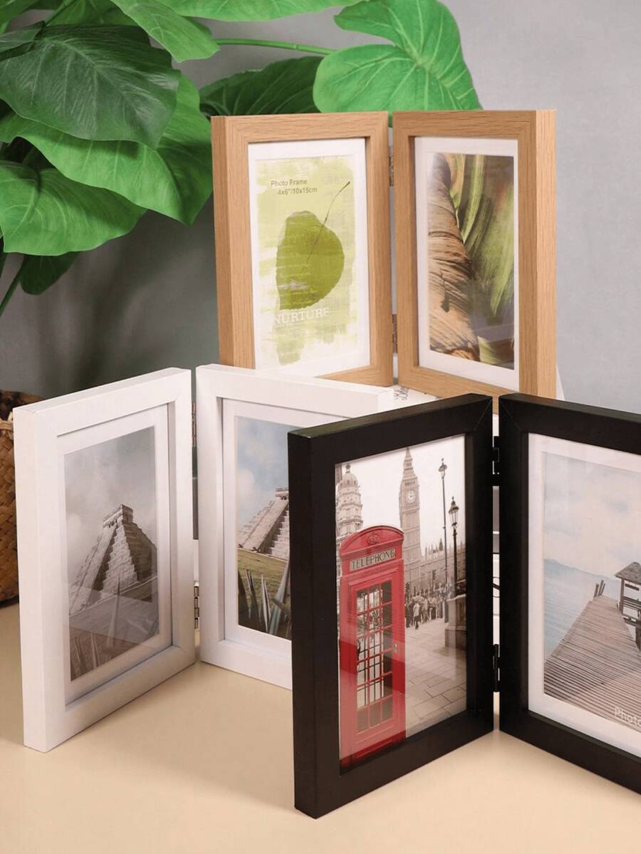 2/3/4-Fold Collapsible Photo Frame, Displays 4x6" And 5x7" Photos, Versatile Gift For Mother's Day, Weddings, Family Memories - Space-Saving Home Decor, Pet Photo Display, Office Desk Organizer, Photo Wall Starter Kit, Anniversary Keepsake