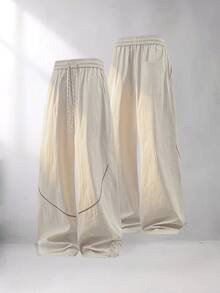 Men's Quick Dry UPF Hiking Pants - Moisture Wicking Articulated Loose Straight Fit, Adjustable Cuffs Outdoor For Climbing,Men's Outdoor Hiking Pants,Men's Pants,Men's Quick Dry Wide Leg Pants, Adjustable Ankle Hiking Pants, Drawstring Waist Outdoor Trousers,Parachute Pants, Streetwear Wide Leg Pants - 淺卡其 - 查看 1