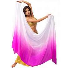 1 chiếc khăn choàng bằng lụa thật, chất liệu chiffon, màu chuyển sắc, dùng làm đạo cụ tập múa bụng cho nữ. - Nhiều màu - Xem 28