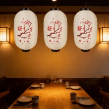 白色樱花日式灯笼，装饰吊灯，日式灯罩，适用于餐厅、酒吧、花园、复古、传统梅花灯笼、布艺吊灯、日式家居装饰、唐人街、学校庆典、毕业典礼、戏剧、文化节、派对、节日、日式东方灯具、新年、婚礼、宴会、居酒屋、餐厅、咖啡馆、书店、庭院、商场、节日庆典、庆典、日式和中式灯笼装饰 - 白櫻花 - 查看 3