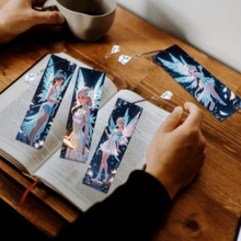 Bộ 4 chiếc bookmark tranh đính đá, quà tặng tranh đính đá pha lê kèm mặt dây chuyền kim cương, bookmark đọc sách thủ công tự làm lấp lánh cho gia đình, văn phòng, trường học, quà tặng cho người yêu sách. - Xem 4