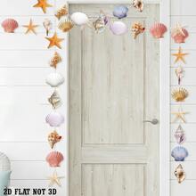 1 Set de Decoración de Fiesta de Soltera de Playa con Bandera de Conchas Marinas, Estrellas de Mar, Guirnalda de Mundo Submarino para Boda, Cumpleaños y Fiestas - Ver 3