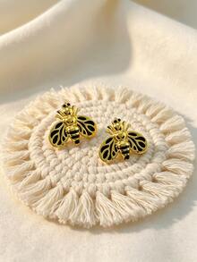 Enamel Bee Stud Earrings, Cute Insect Earrings For Women And Girls - Multicolor - View 2