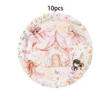 10pcs/20pcs/50pcs/80pcs Pink Fairy Birthday Party Supplies - Pink Watercolor Floral Fairy Tableware Set, Suitable For Guests, Includes 9-Inch And 7-Inch Paper Plates, Paper Cups And 6.5-Inch Napkins, Suitable For Princess Parties, Festivals, Events, Magic Forest Themed For Men And Women - Multicolor - View 8