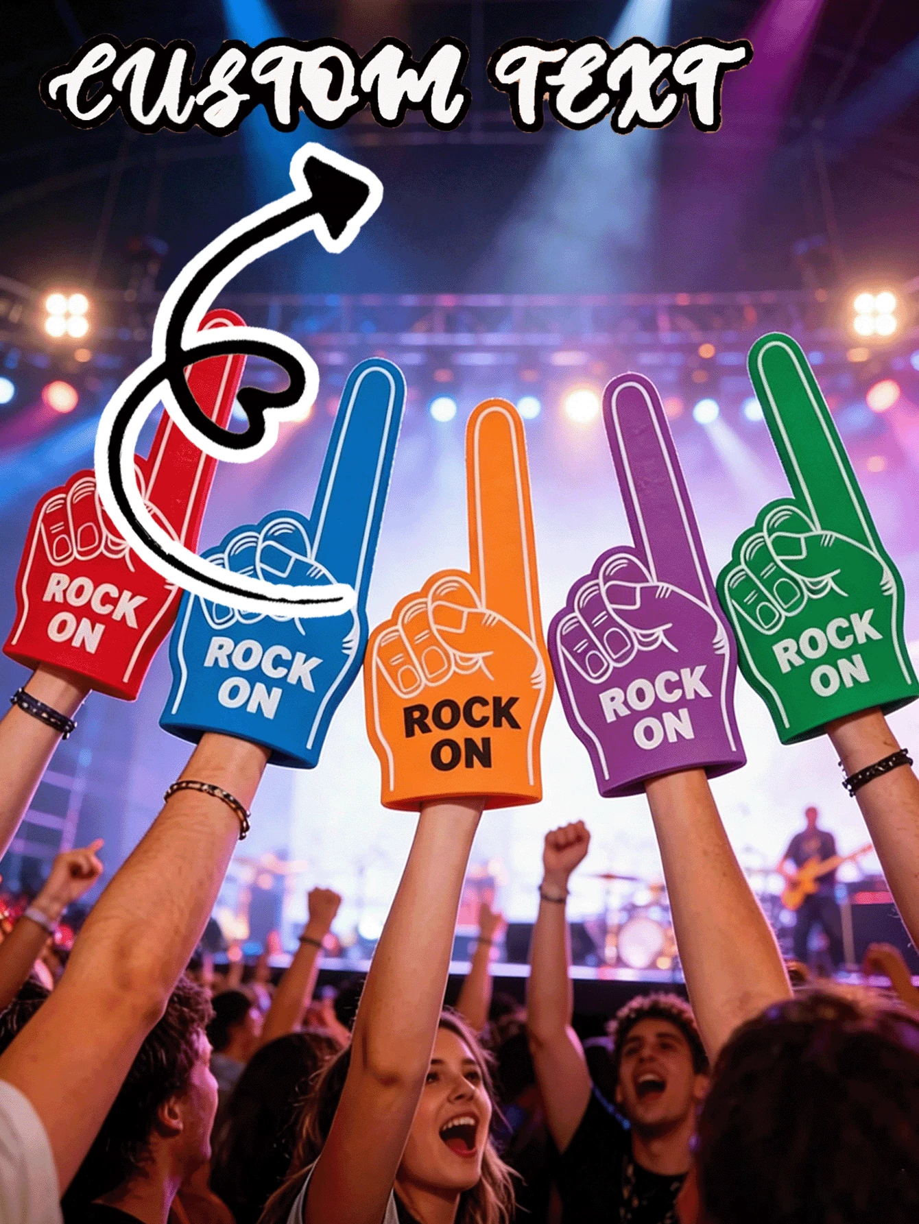 Customizable Foam Finger - Can Print Personalized Text/Logo, Reusable Fan-Shaped Hand With Soft Fingertips, Suitable For Parties, Sports Events, Weddings, Birthdays - Group Props, Adult Team Gifts - Multicolor - View 1