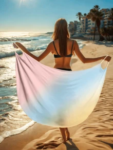 Váy quấn mùa hè dành cho nữ, chất liệu chiffon in họa tiết chuyển màu, màu hồng, xanh dương, vàng, kiểu dáng thường ngày. - Nhiều màu - Xem 4