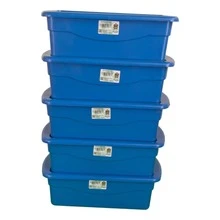 5 Plastic Storage Boxes, Shoe Rack, Multipurpose Organizer - Blue - View 2