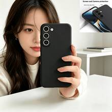 黑色哑光手机壳，适用于 V40 Lite 5G 全球版、Y33s 5G（中国版），纤薄、柔韧、防刮、耐磨、防震、防黄变，带保护框和摄像头保护设计，轻巧便携、防指纹、防滑，全包覆式 TPU 保护壳 - 黑色 - 查看 2