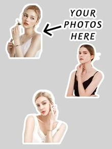 24-60pcs Customized Family & Pet Photo Stickers, Personalized Decorative Stickers For Laptop, Cup, Car, Holiday & Housewarming Gifts, Suitable For Home, Office, School - Alien - View 1