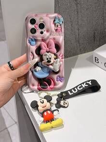 This Disney Mickey Mouse Lanyard Phone Case Is Fully Covered In TPU Material. It's Shockproof, Lightweight, And Compatible With IPhone17/16/11/13/15/15 Plus/15 Pro/15 Pro Max/12/14 Pro Max/11 Pro Max/12 Pro/12 Pro Max/13. This Phone Case Makes A Popular Birthday Gift Or Business Gift; It's Durable, Stain- And Fingerprint Resistant, And Suitable For Both Men And Women. The Set Also Includes A Mickey Mouse Phone Case And A Mickey Mouse Plush Bracelet. It's A Perfect Gift For Friends And Family. This Stylish Phone Case Is Fun, Lightweight, And Durable. IPhone17 Pro Max Phone Case, Minnie Mouse Phone Case. - 白色 - 查看 1