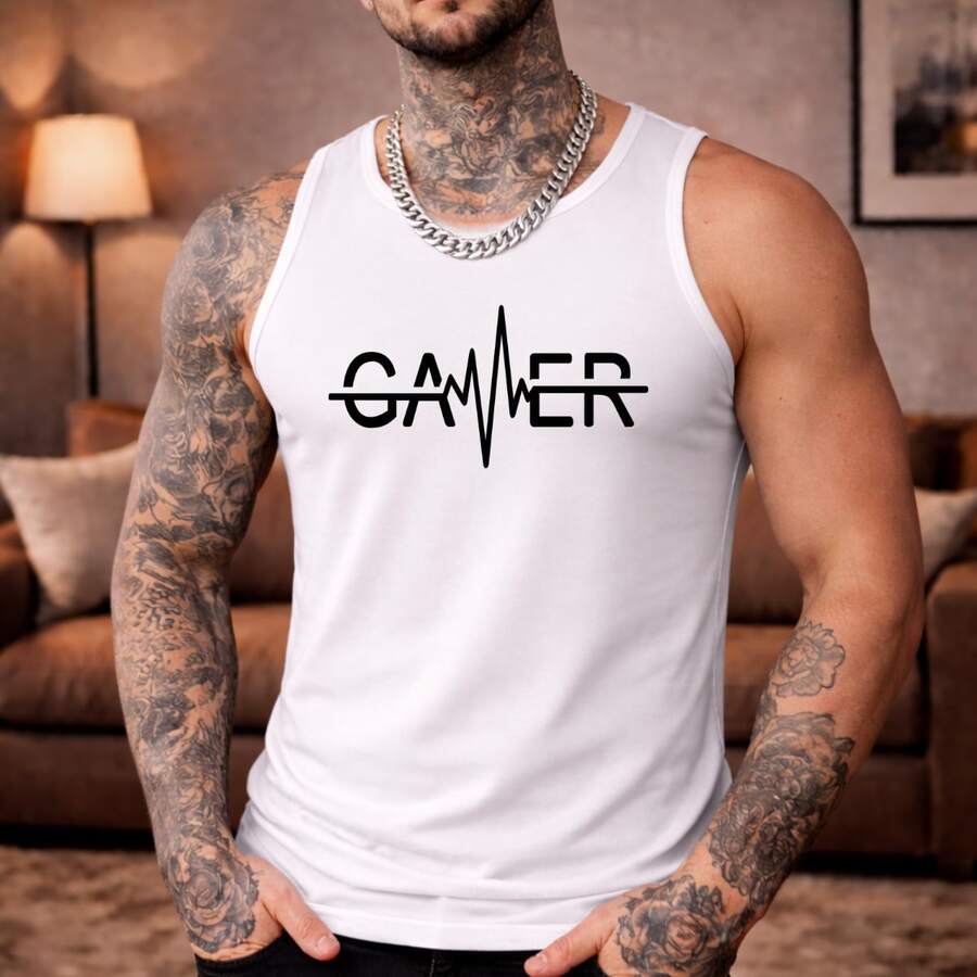 Men's 100% Cotton Gym T-Shirt Launch - 白色 - 查看 1