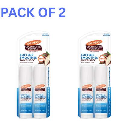  Palmer's Cocoa Butter Formula Moisturizing Swivel Stick Pack Of 4 With Vitamin E – Portable Lip & Skin Care Balm For Dry Areas