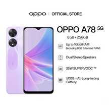 OPPO A78 智能手机，双卡双待，5000mAh 长续航电池，联发科天玑 700 5G 处理器，8GB+256GB 存储，黑色/紫色/蓝色可选，官方标准配置，国际版，USB Type-C 接口 - 多色的 - 查看 3