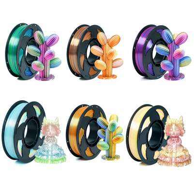 1 cuộn nhựa in 3D, đóng gói chân không, màu lụa sáng, chất liệu PLA, đường kính 1.75mm ± 0.03mm, độ chính xác cao, không mùi, độ bền cao, tương thích với hầu hết các máy in FDM và máy in bút.