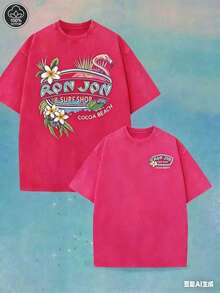 (230 Camisa de algodón) Camisa de hombre, Camisa con gráfico de tienda de surf - Camisa, Estilo callejero Camisas casuales unisex - Rojo - Ver 12