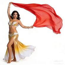 1 chiếc khăn choàng bằng lụa thật, chất liệu chiffon, màu chuyển sắc, dùng làm đạo cụ tập múa bụng cho nữ. - Nhiều màu - Xem 26