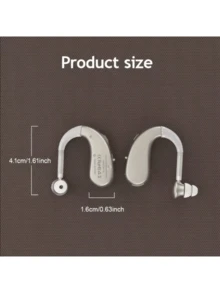 ersowha 2件裝高級可充電入耳式（非無線）聲音放大耳機，附音量控制與鋰聚合物可充電電池，助聽耳鉤式設計，聲音放大、聽力增強，USB耳後充電 - 彩色 - 查看 8